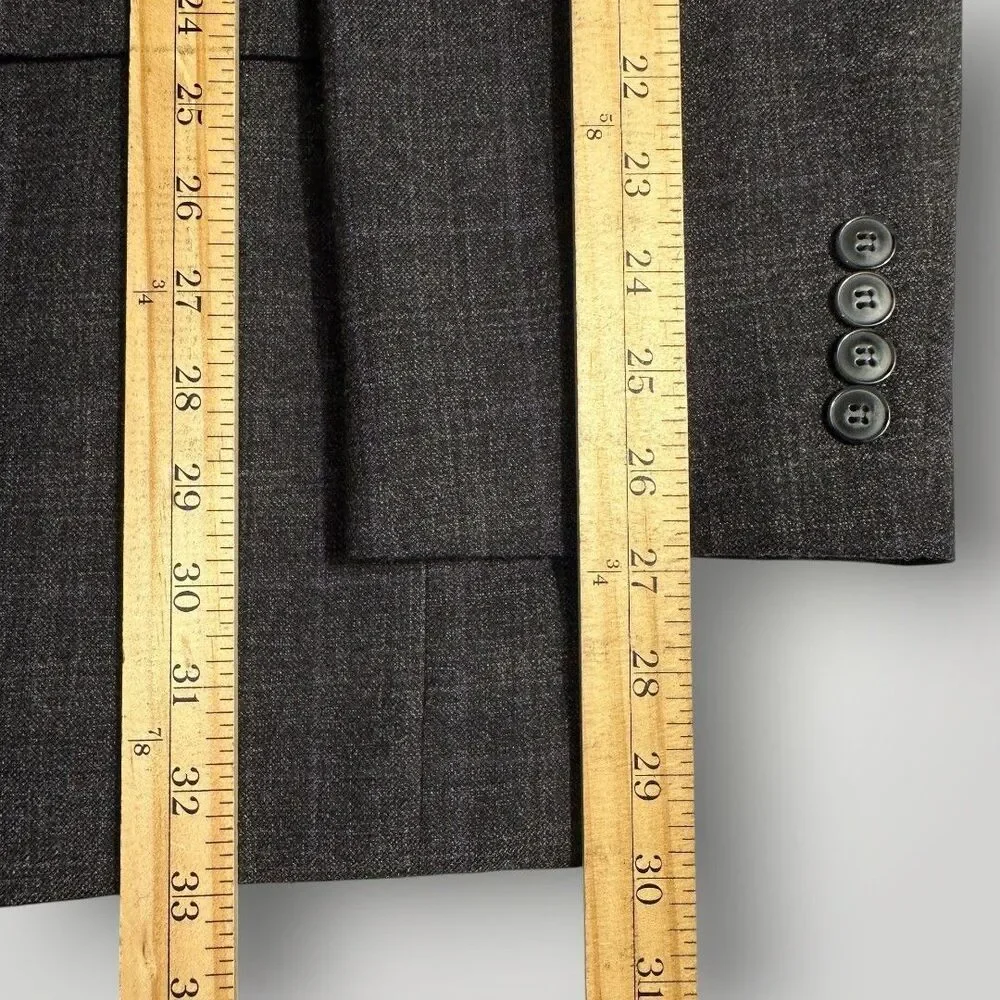 CALVIN KLEIN Men Blazer Sport Coat 50L Suit Jacket Plaid Gray/Purple Fleece Wool